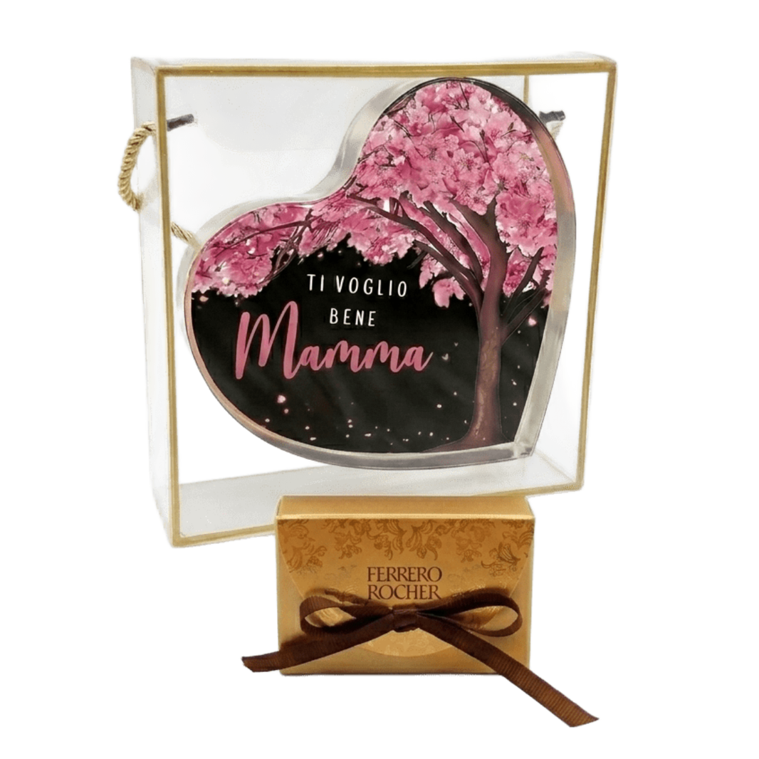 Scatola Regalo Festa della Mamma con Manici Oro e Cuore