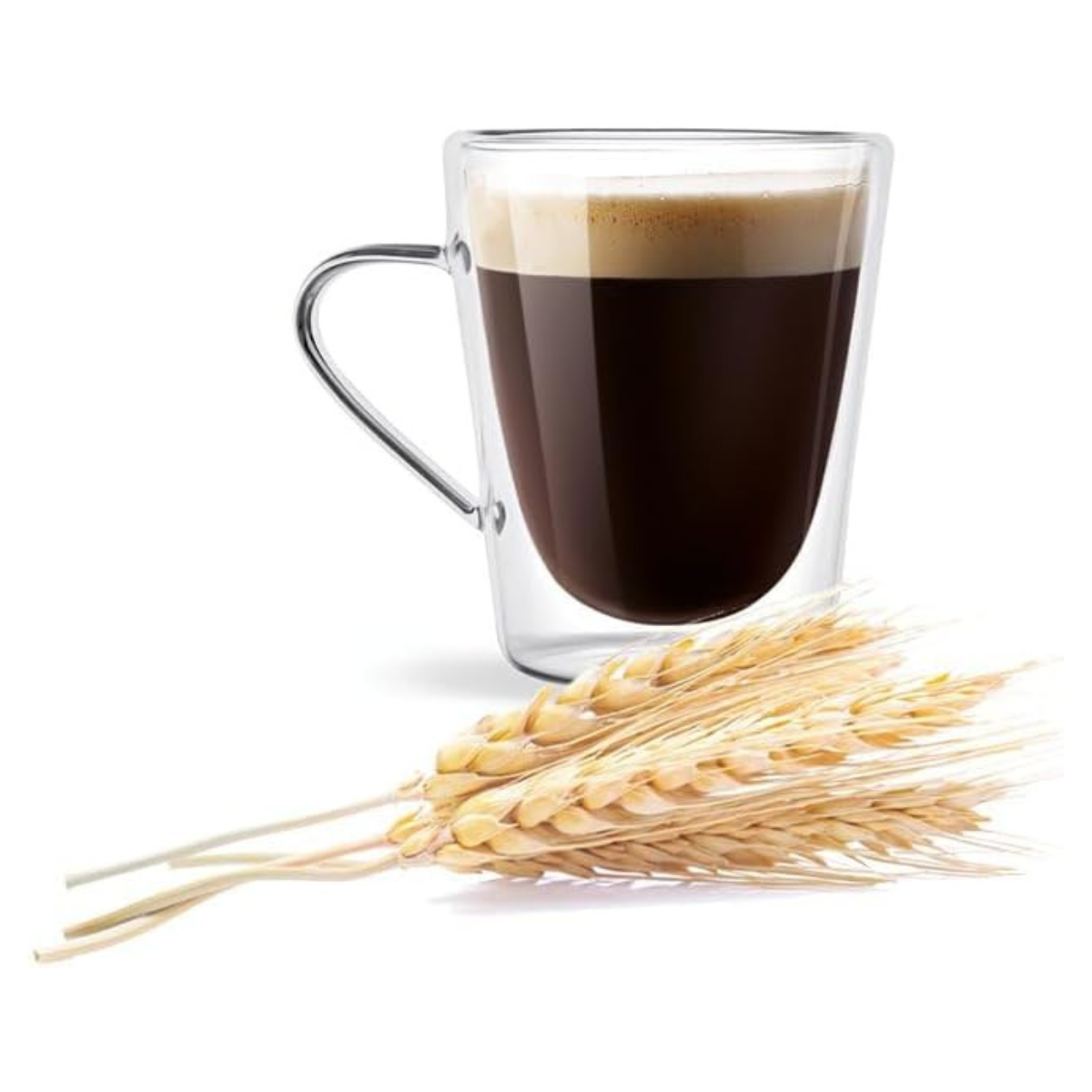 Spiga e bicchierino in vetro con orzo
