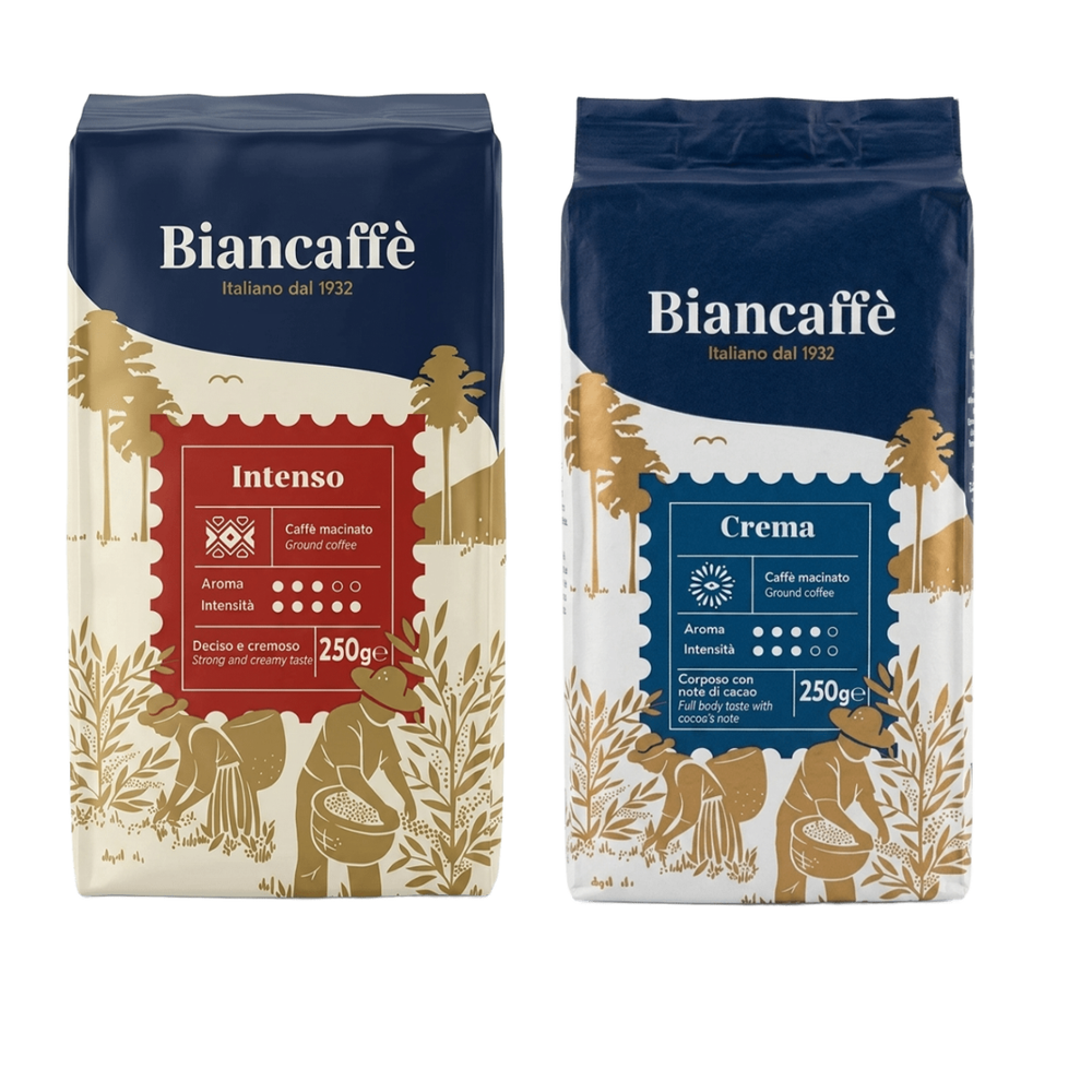 Biancaffè Caffè Macinato 250 g – Disponibile nelle Varianti Crema Aroma e Intenso Aroma