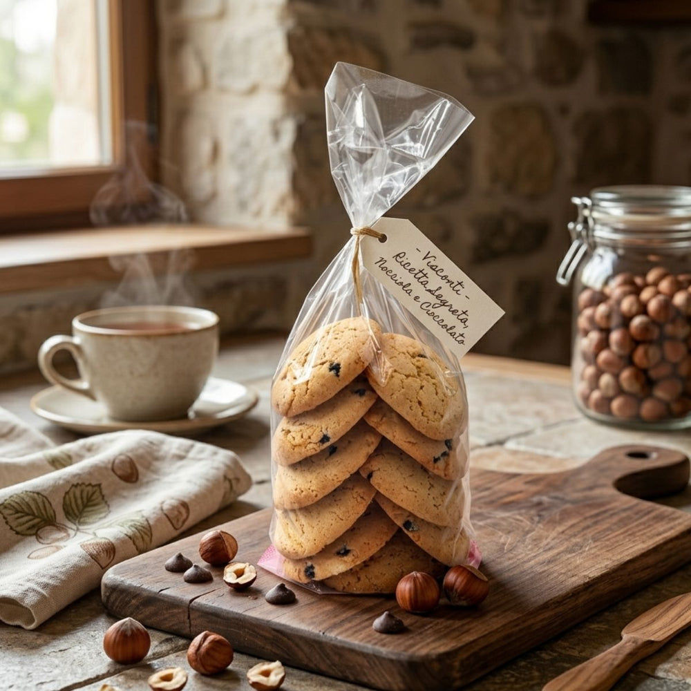 Biscotti artigianali alle gocce di cioccolato ambientate