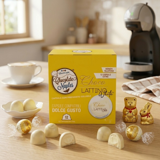 Chocolate Naples Choco LATTINO White capsule compatibili Dolce Gusto - immagine ambientata