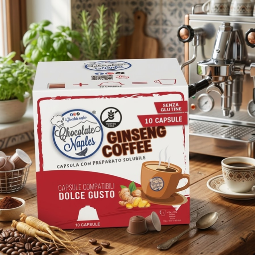 Chocolate Naples Ginseng Coffee capsule compatibili Dolce Gusto immagine ambientata