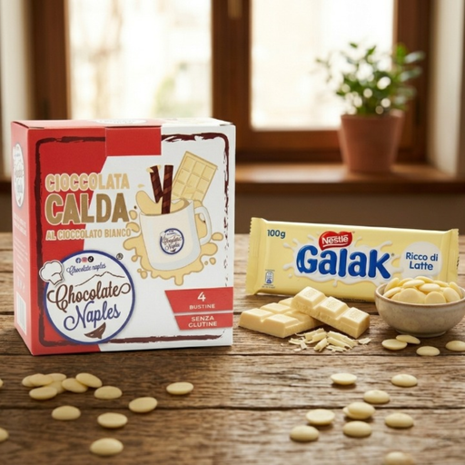Chocolate Naples cioccolata calda al cioccolato bianco da 4 bustine immagine ambientata