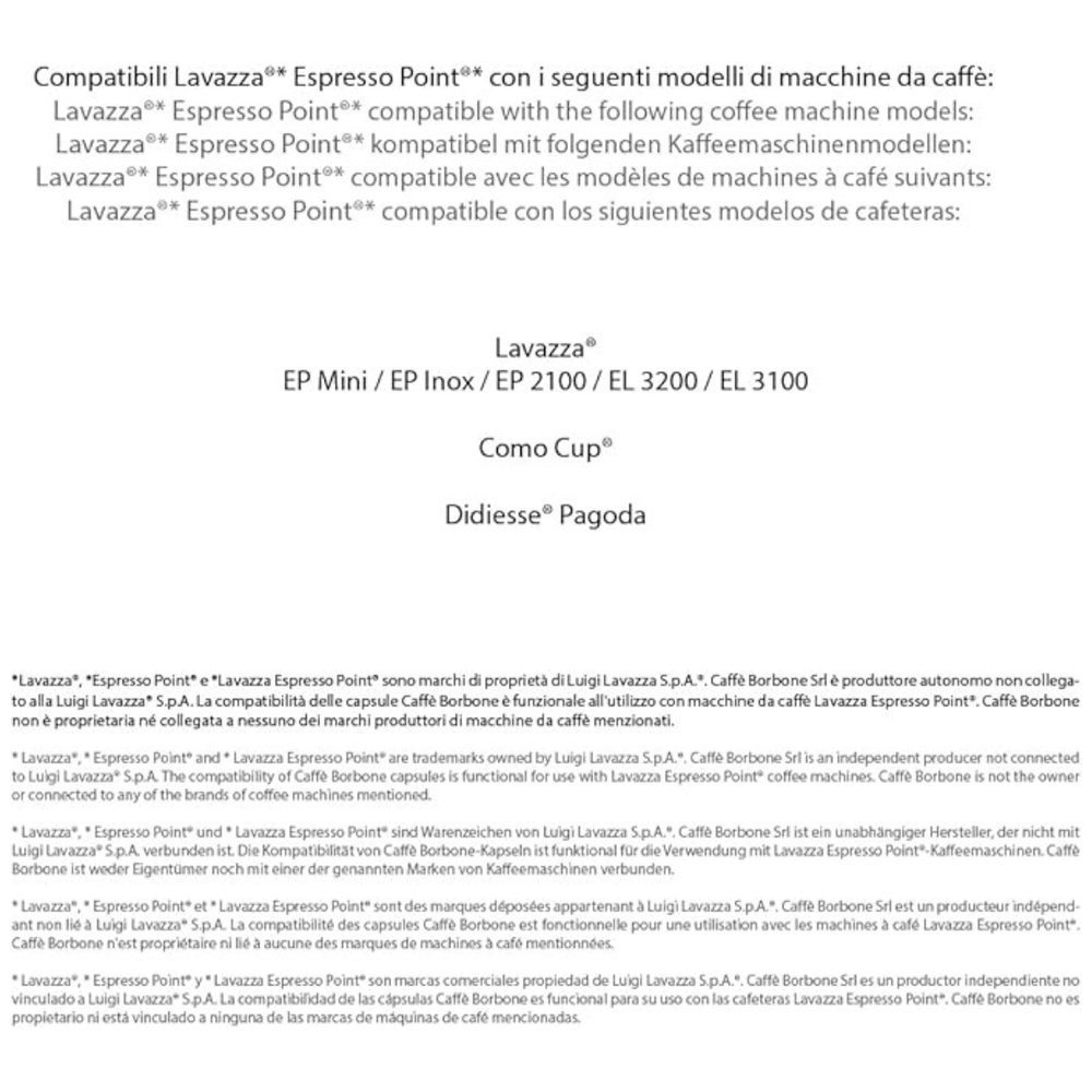 Compatibilità delle capsule caffè Borbone Lavazza Espresso Point