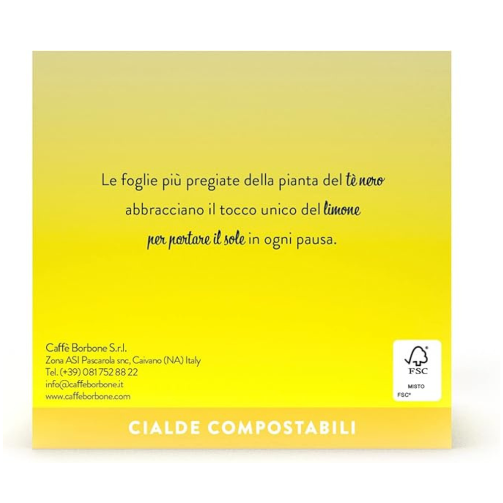 Confezione delle cialde the al limone Borbone compatibili da 18 pz