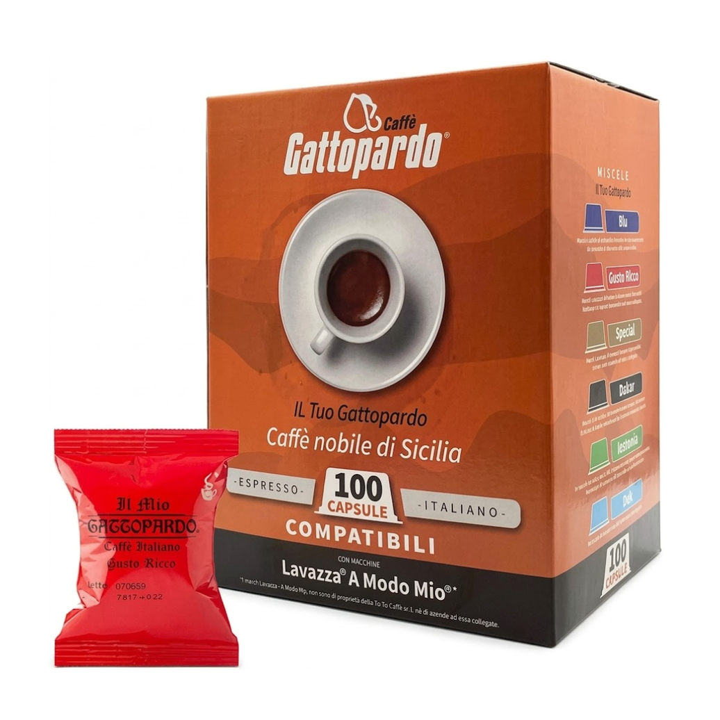 Gattopardo caffè Ricco in capsule compatibili A Modo Mio da 100 pz