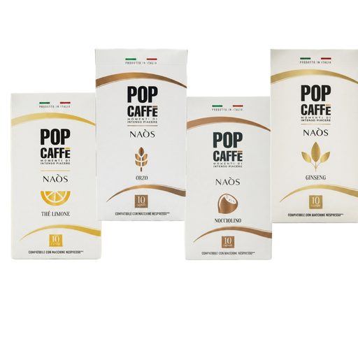 Pop Caffè Capsule Compatibili Nespresso® – Orzo, Ginseng, Nocciolino e Tè al Limone – Confezione da 10 Capsule