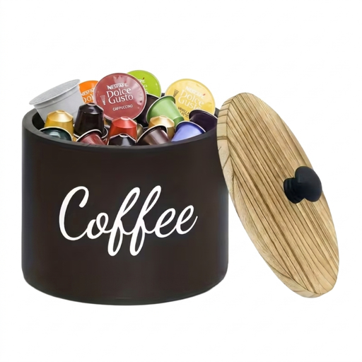 Portacapsule caffè con all'interno vari assaggi nero
