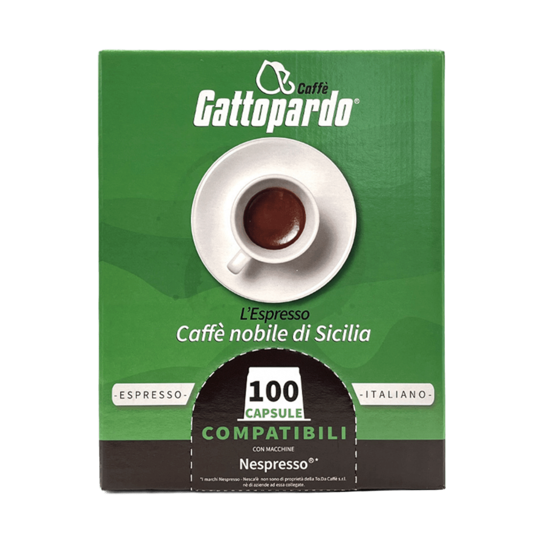 image Scatola Gattopardo caffè Ricco in capsule compatibili Nespresso da 100 pz