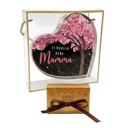 Scatola Regalo Festa della Mamma con Manici Oro e Cuore 