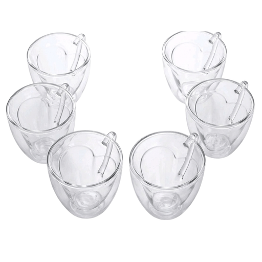 Set 6 Tazzine Cuore in Vetro