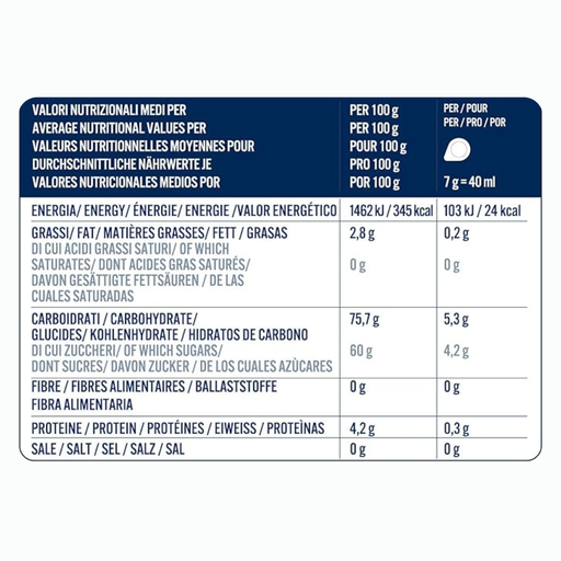 Valori nutrizioni del Borbone cialde espresso ginseng da 18 pz