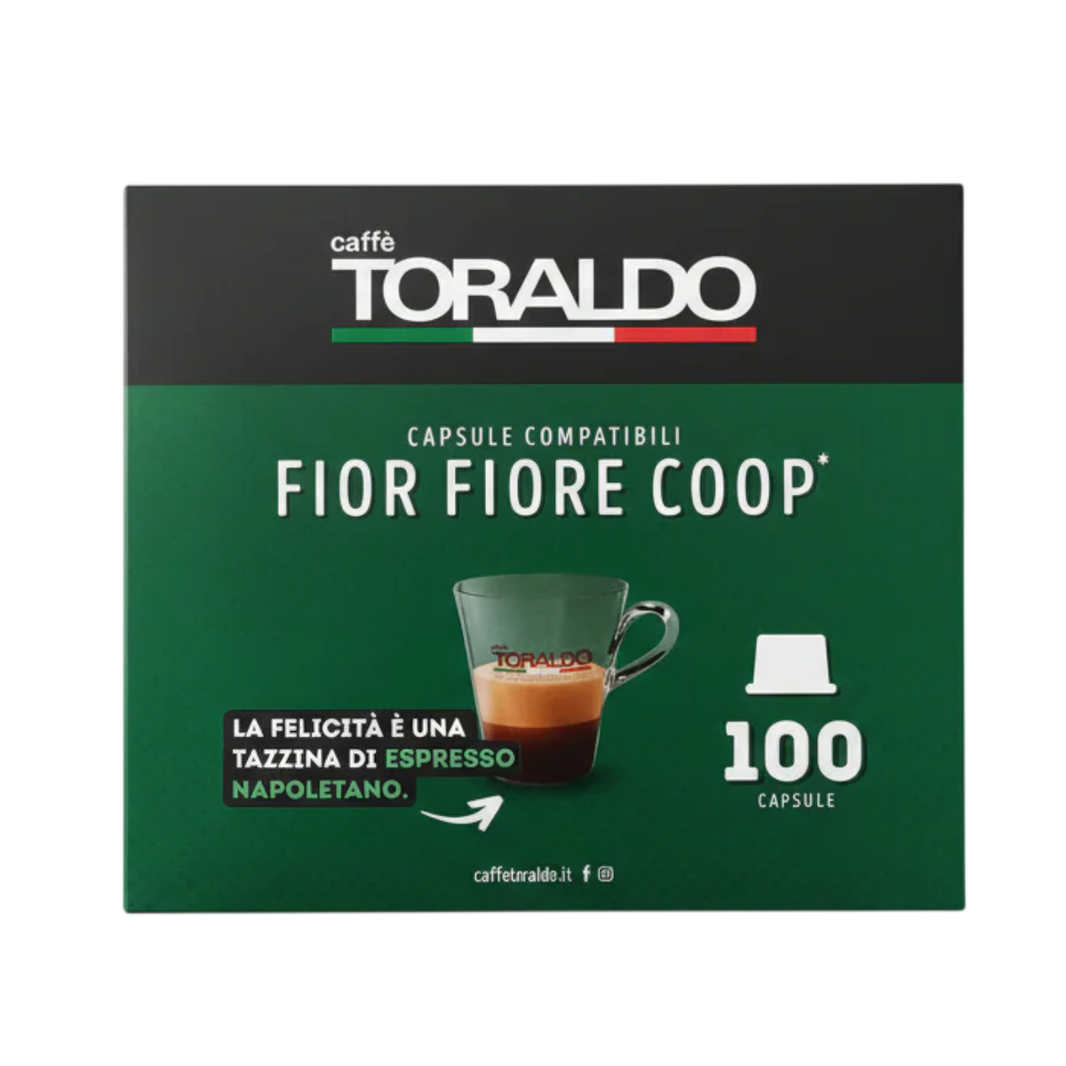 image scatola Toraldo capsule caffè miscela cremosa compatibili Fior Fiore Coop da 100 pz